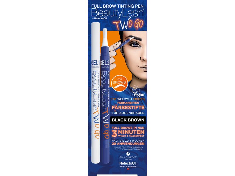 BeautyLash Augenbrauenstift Pro Brow Colour Pen Black Brown Zwei-Phasen Augenbrauen-Färbestift, wasserfest
