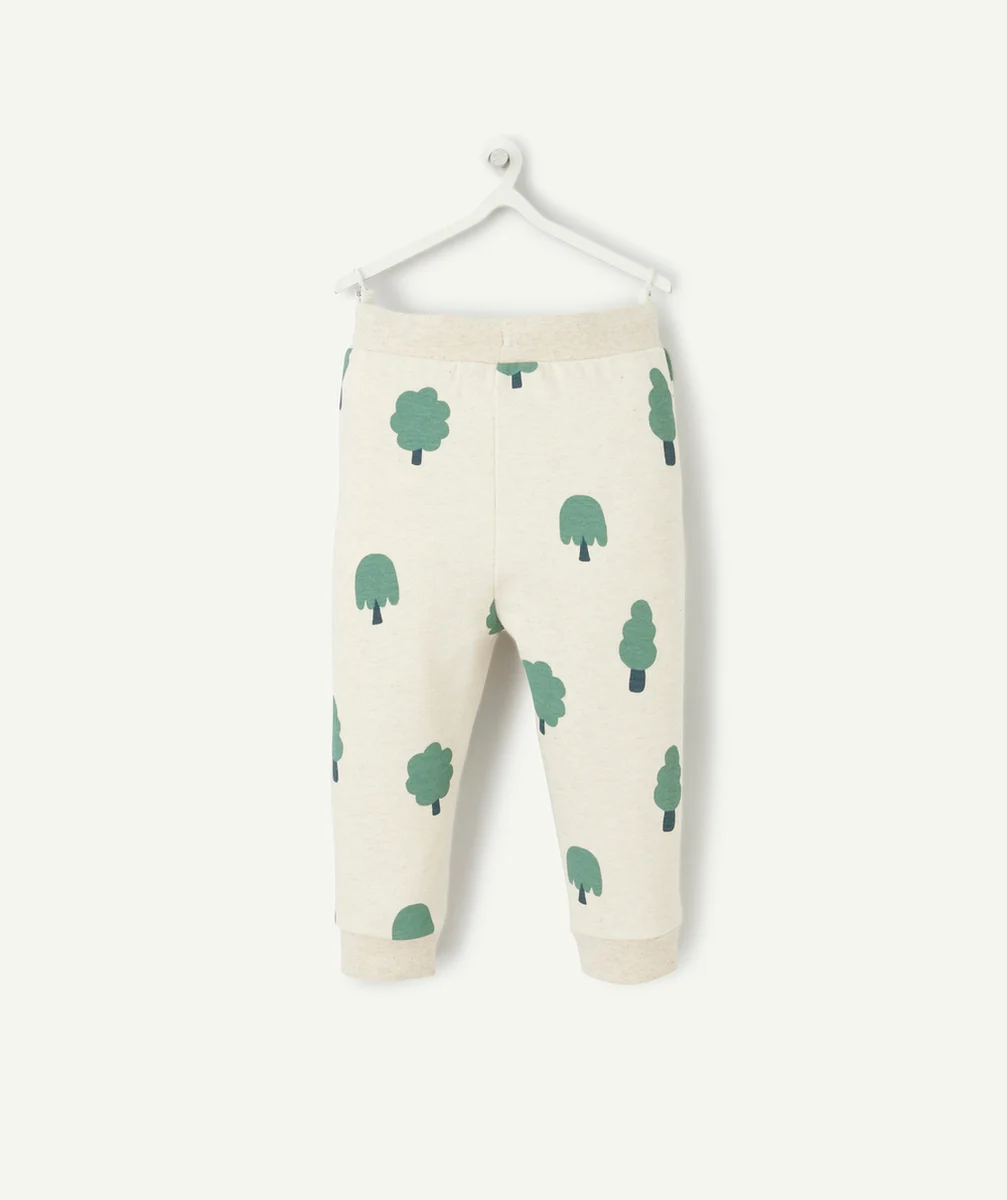 PANTALON DE JOGGING BÉBÉ GARÇON ÉCRU CHINÉ AVEC IMPRIMÉ ARBRE