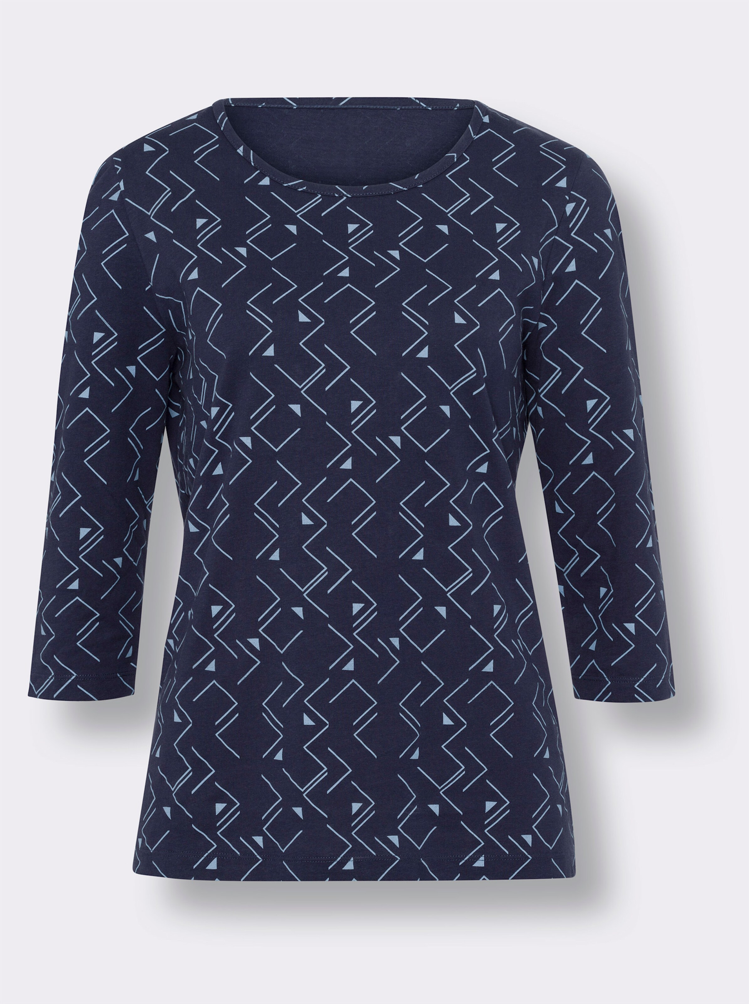 34-Arm-Shirt mit grafischem Allover-Muster
