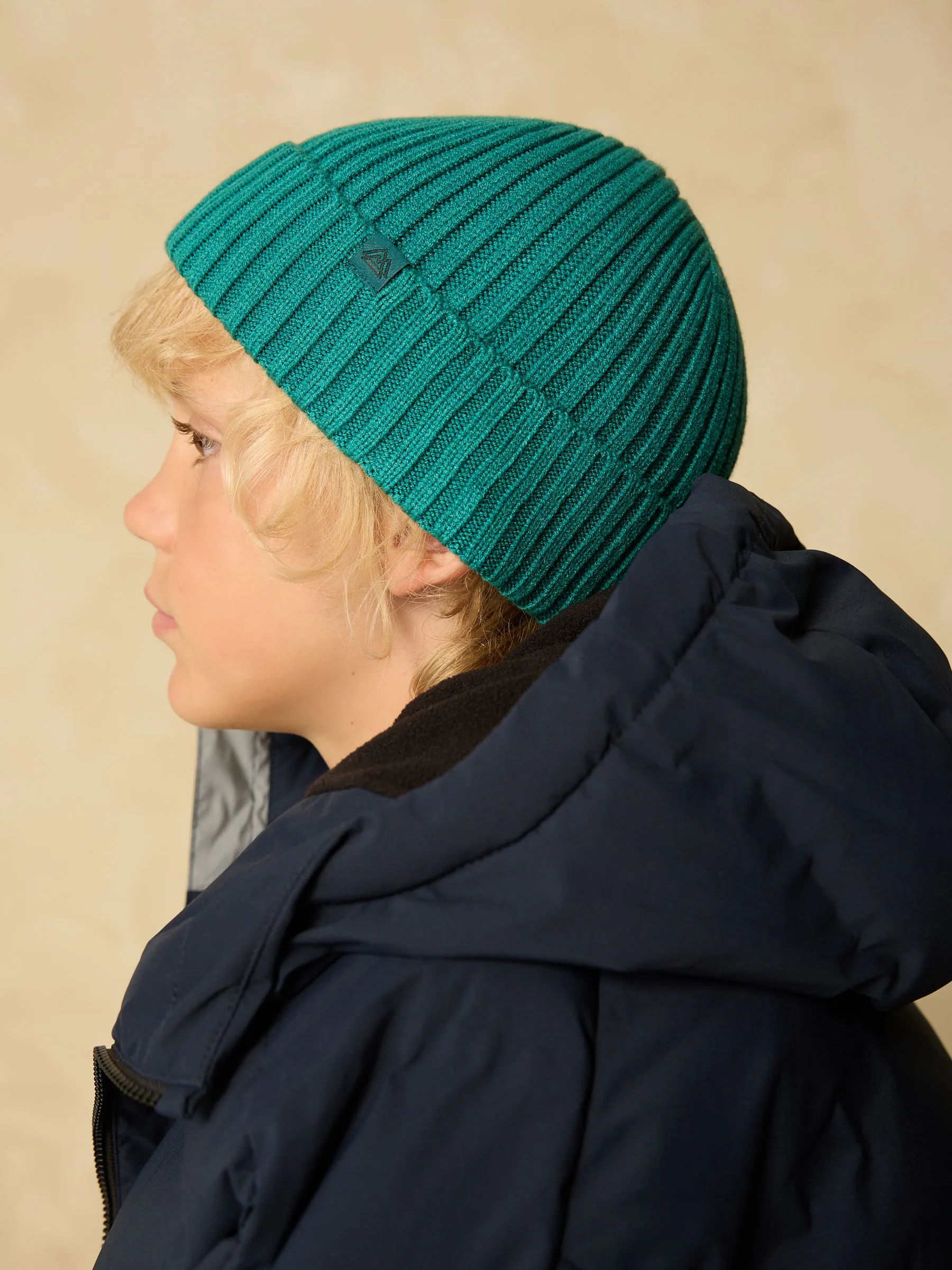 Donkergroen - Gebreide beanie-muts (1-16jr)