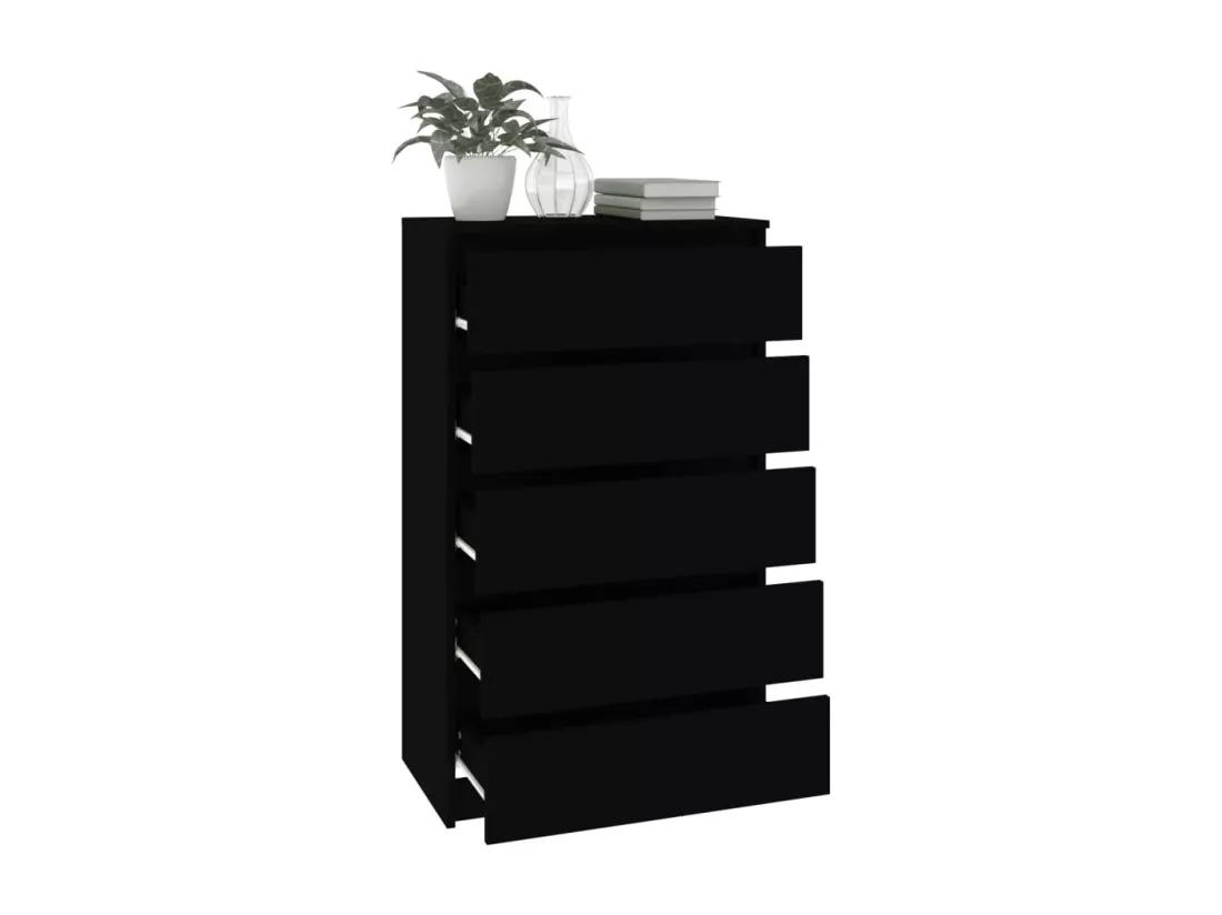 Commode Noir 60x36x103 cm Bois d'ingénierie