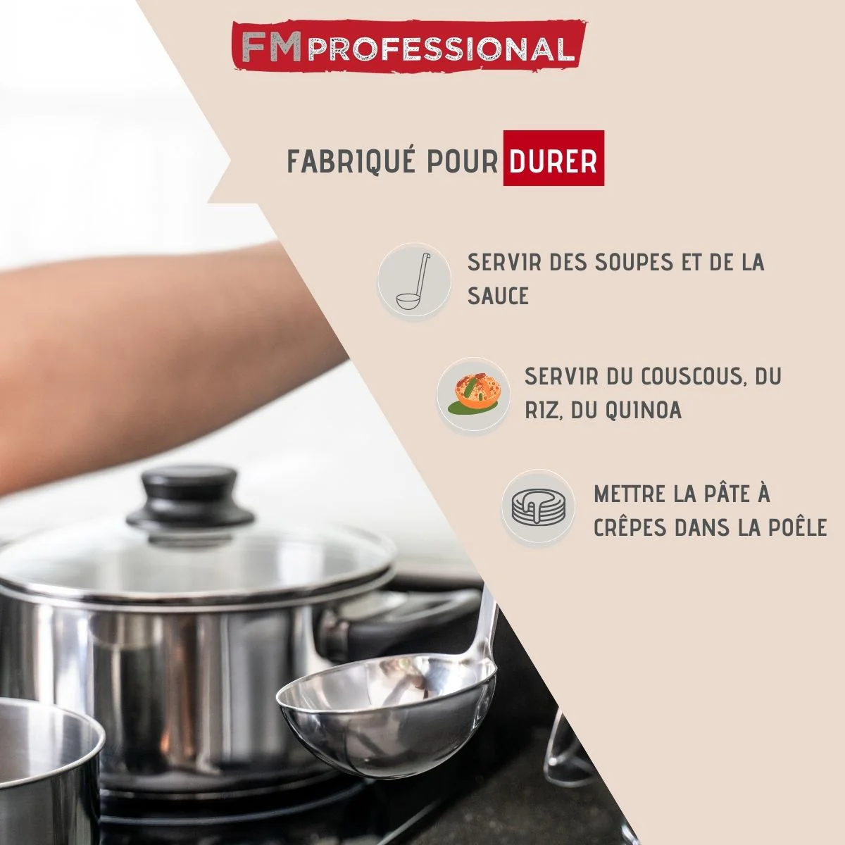 Louche de cuisine inox 43 cm l Divers FM Professional
