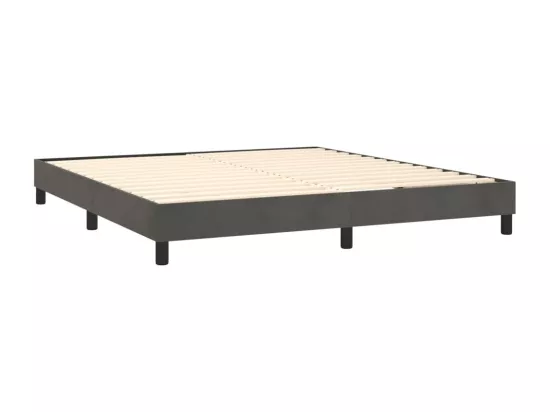 Sommier tapissier matelas et LED Gris foncé 180x200 cm Velours
