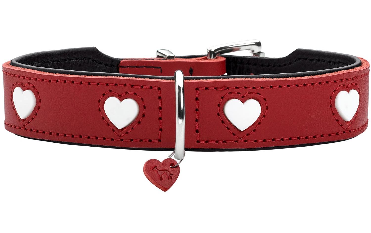 Halsband Love XS-S (37), Rot/SchwarzHundehalsband mit Herz