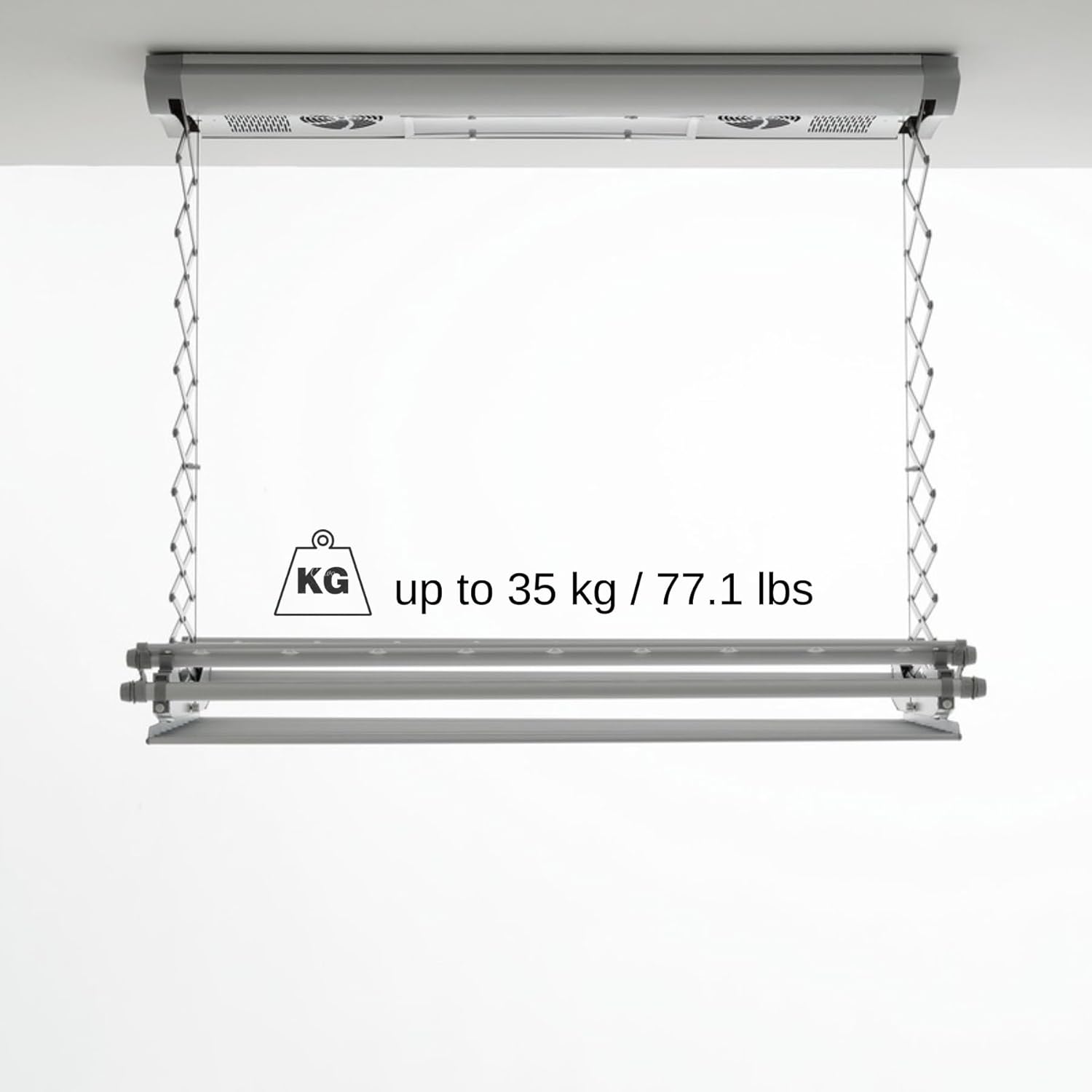 Foxydry Air, Elektrischer Wäscheständer für Wand und Decke mit Ventilator und Fernbedienung, aus Aluminium und Stahl (160 cm)