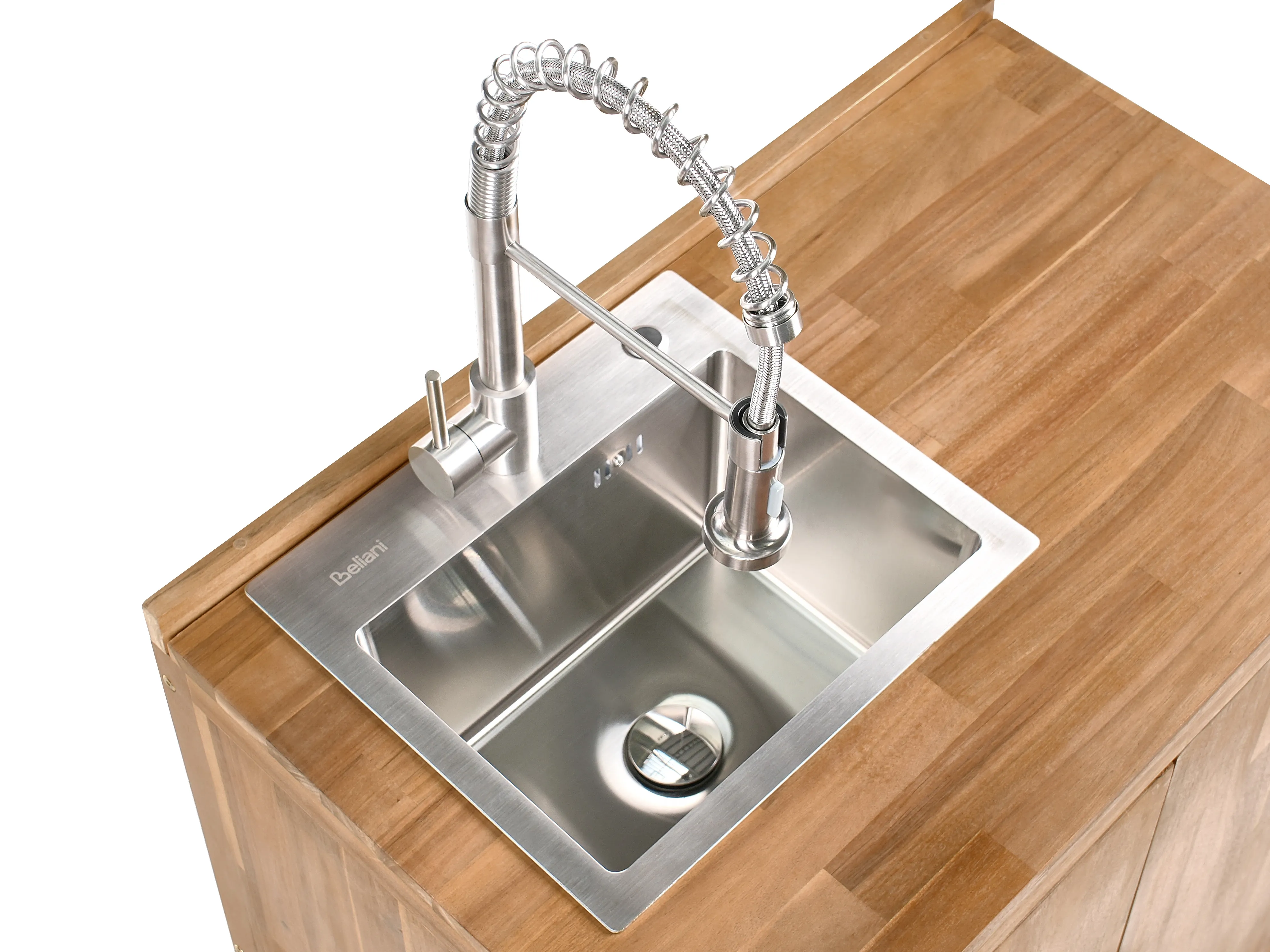Tuin keukenset 3-delig met spoelbak VENOSA Acaciahout Bruin/zilver