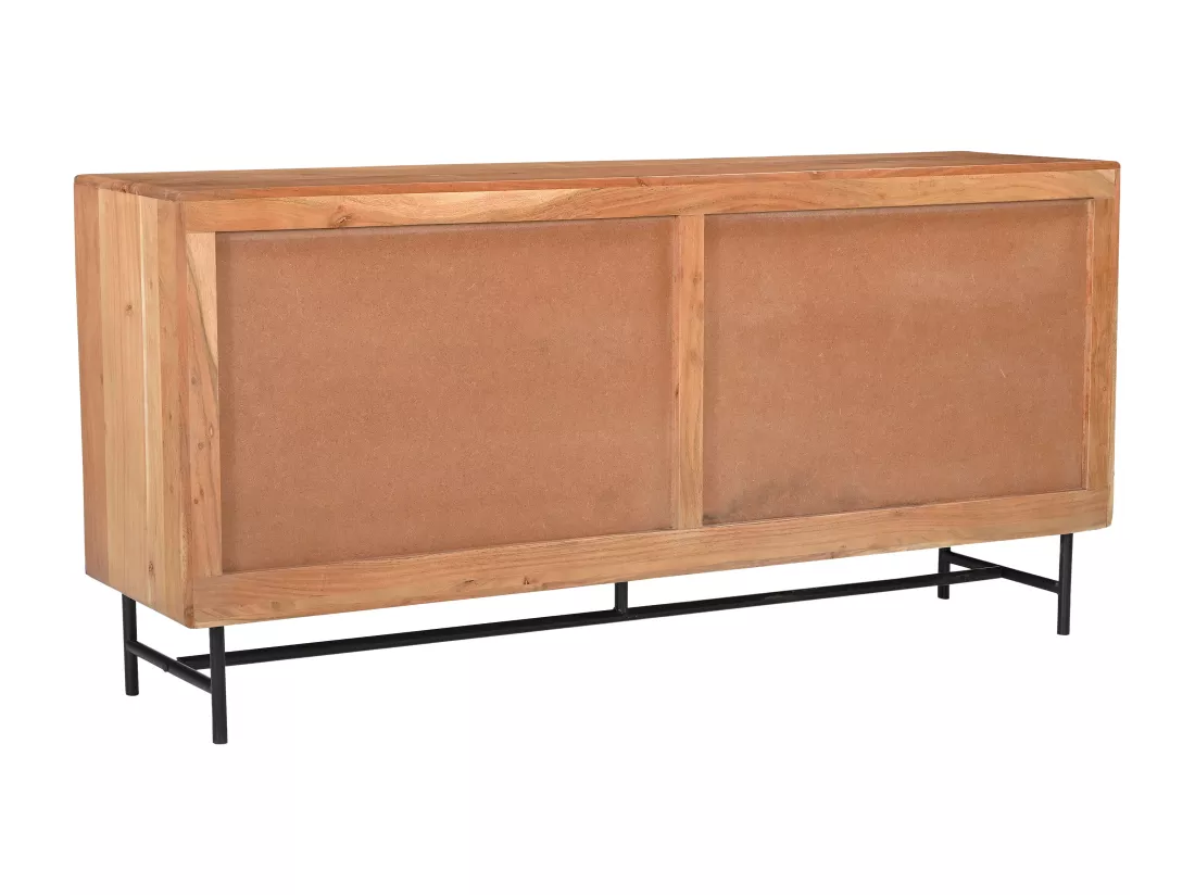 Buffet avec 4 portes en bois d'acacia et métal noir - Naturel clair - ALEVIA
