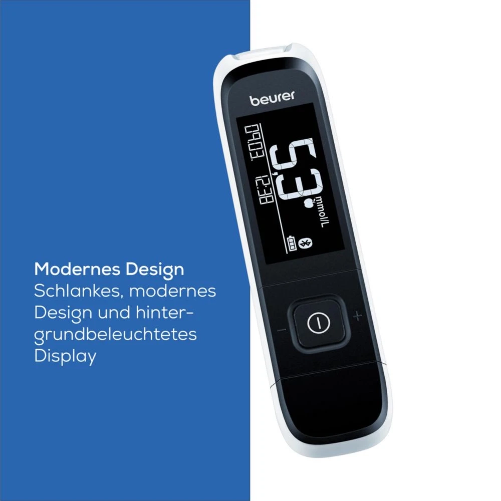 GL 60 Blutzuckermessgerät mmol/L mit Code-Freien Teststreifen / Plug In USB (46357) - Schwarz / Weiss