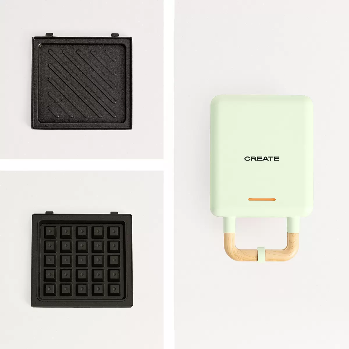 Sandwich- und Waffeleisen STONE 2 IN 1 COMPACT Pastelgrün