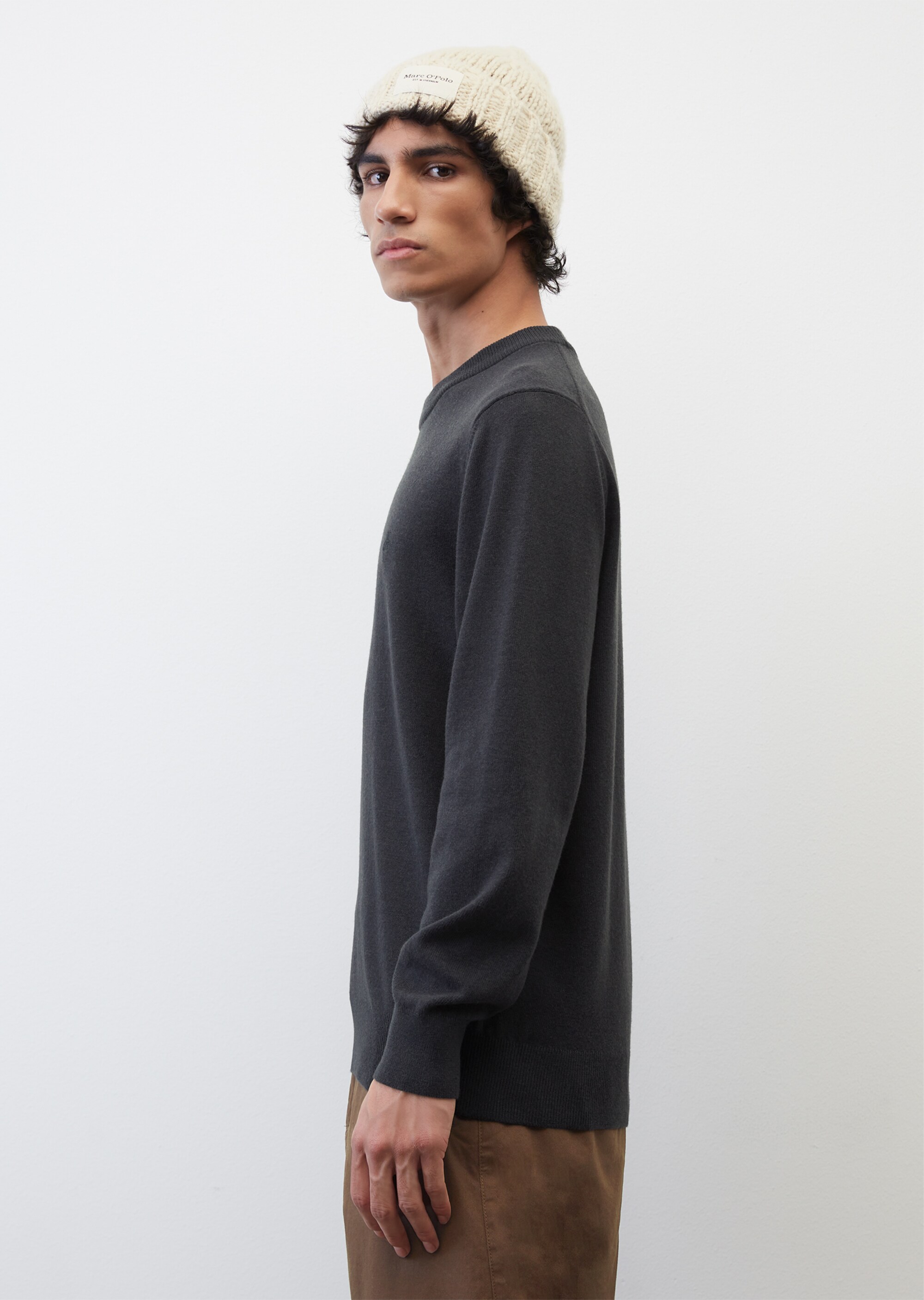Rundhals-Pullover regular aus softem Bauwolle-Schurwolle-Mix