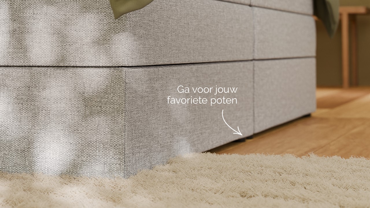 Opbergboxspring Jade - Linen touch light grey