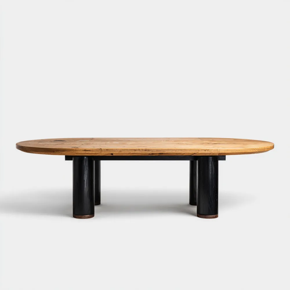Esstisch Massivholz 200x90x75 cm - Natur/Schwarz - Modernes Design