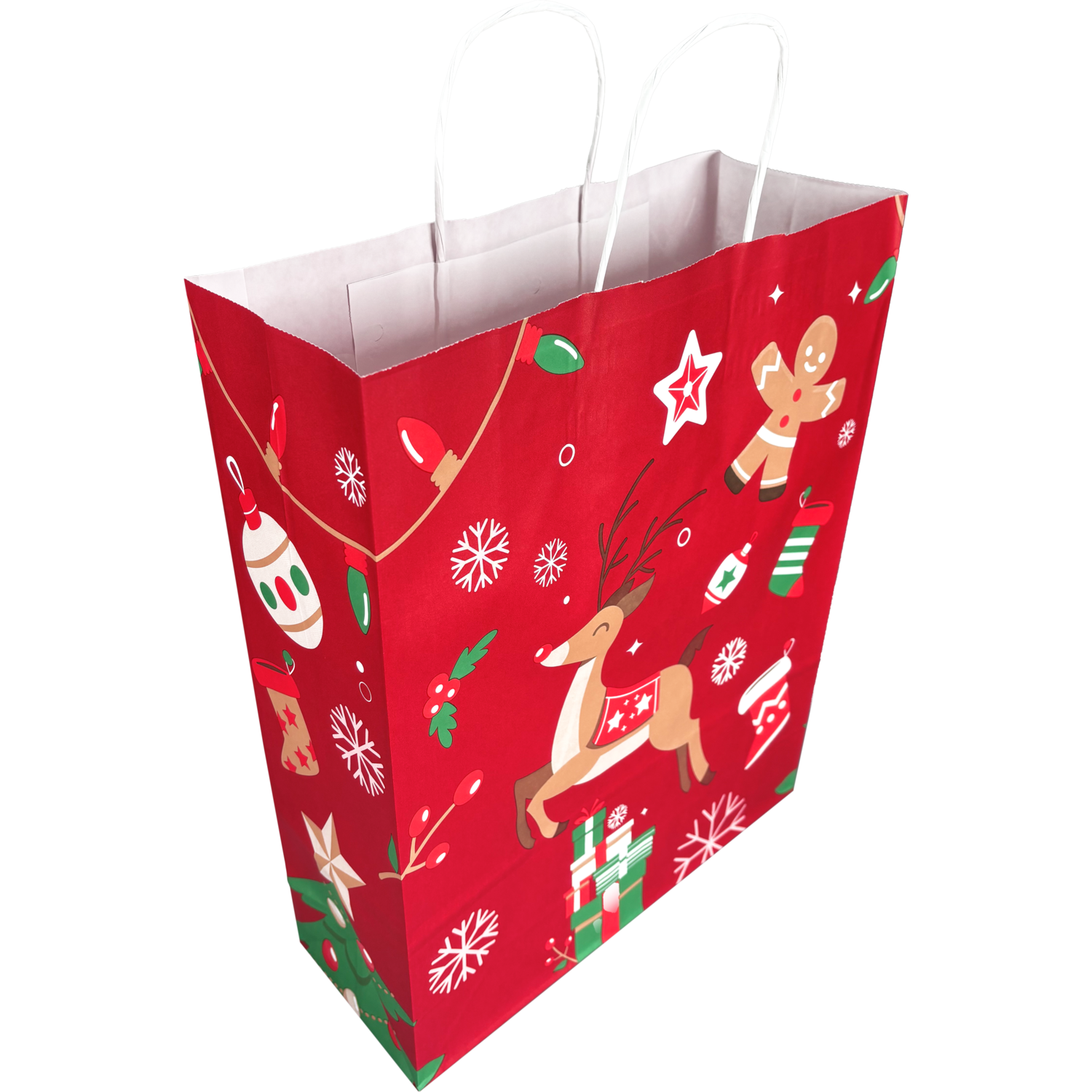 Tas, Hert, Papier, gedraaid papieren koord, 32x 12x41cm, draagtas, rood