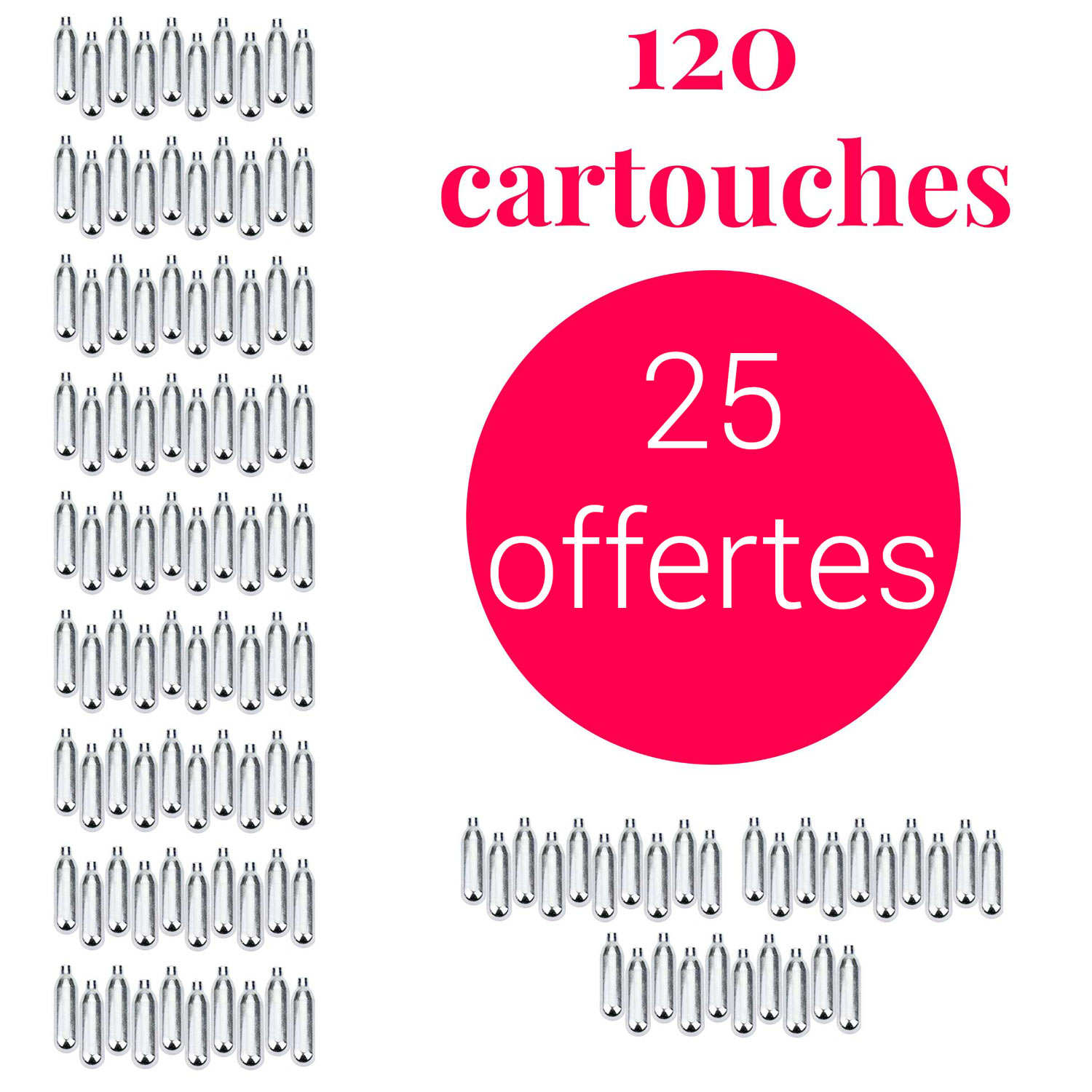 95 cartouches siphon + 25 offertes C02 - Pour soda et eau de seltz