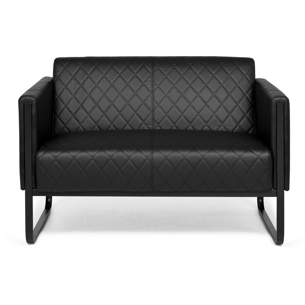 Lounge Sofa ARUBA BLACK Kunstleder mit Armlehnen hjh OFFICE