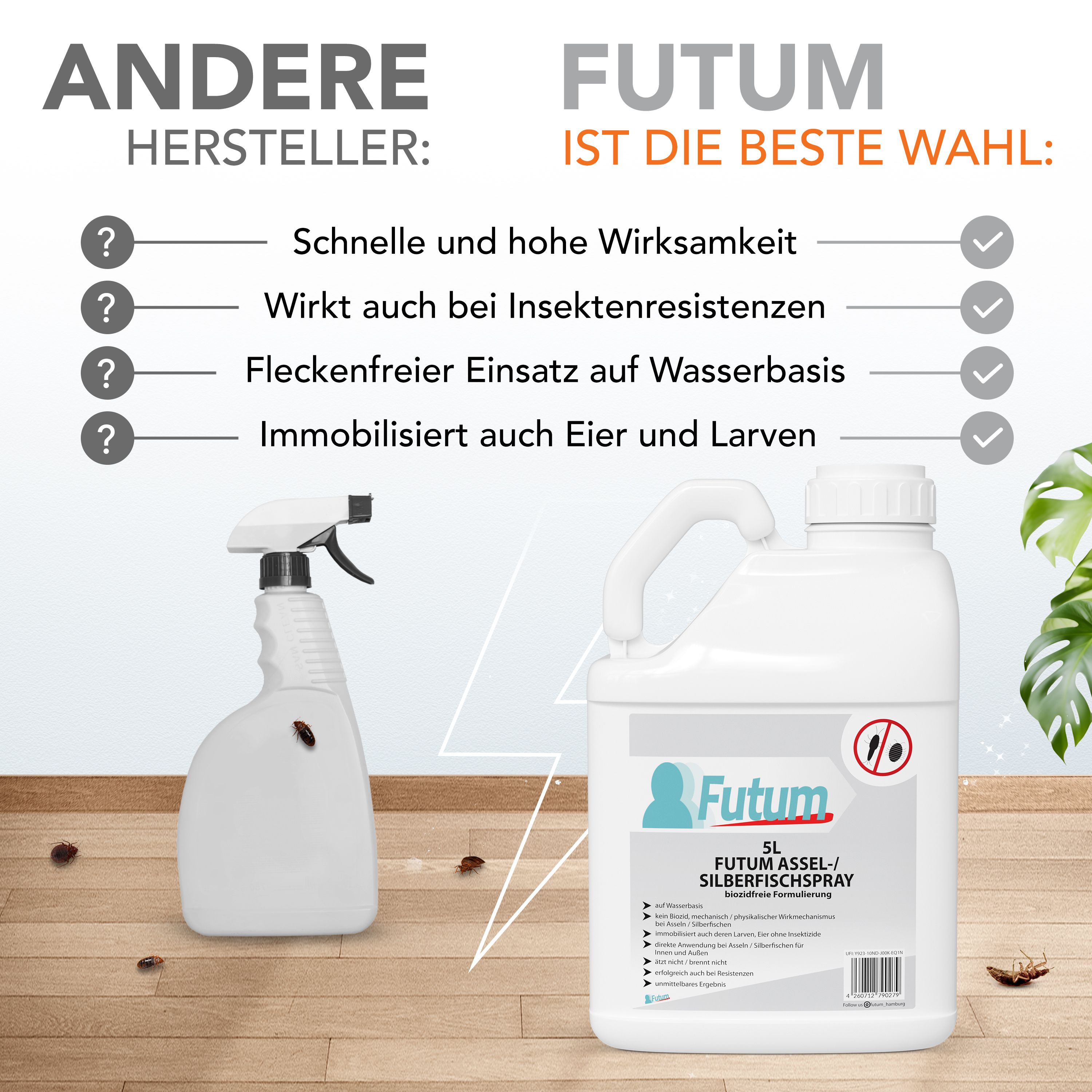 FUTUM 5L Silberfisch- / Asselspray + TRIGGER