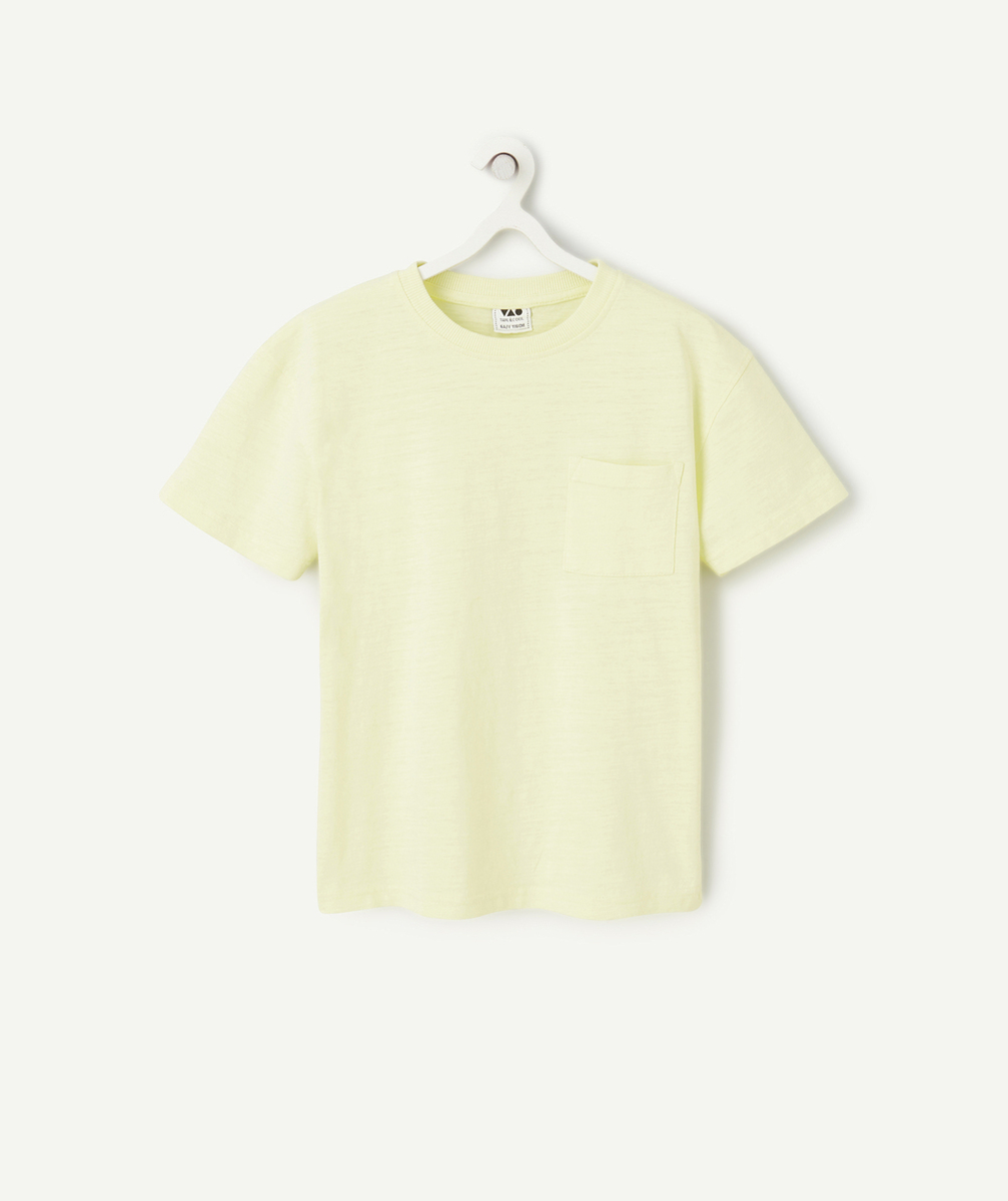 t-shirt manches courtes garçon en coton bio jaune acide