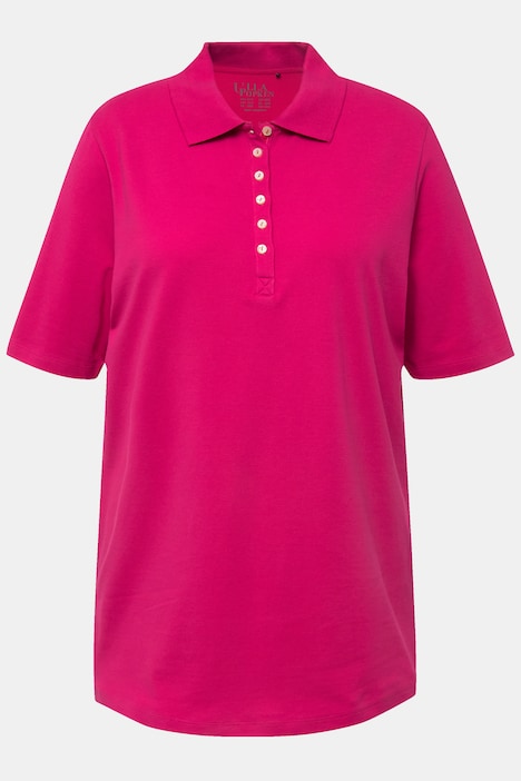 Poloshirt, Piqué, Polokragen, Samt-Knopfleiste, Halbarm