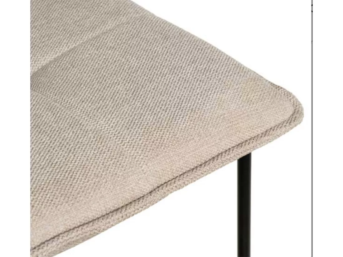 Tabouret moderne tissu avec pieds en métal noir Botane-Couleur Beige clair-Hauteur d'assise 65 cm