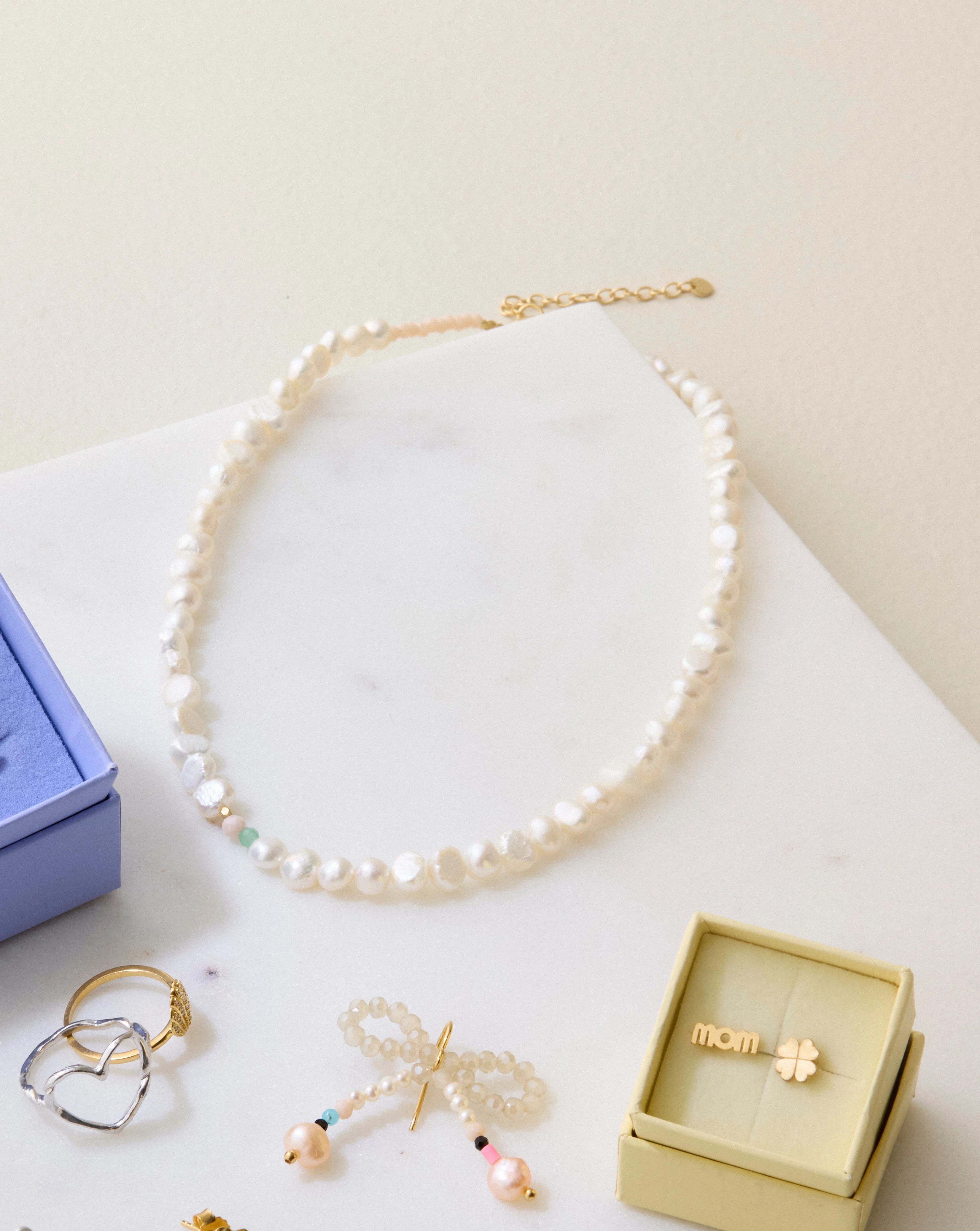 STINE A Jewelry  Perlie Creme halskæde - forgyldt