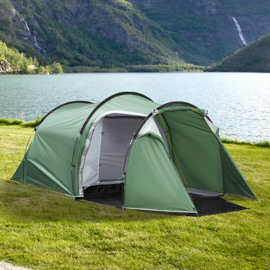 Outsunny Campingzelt für 3-4 Personen dunkelgrün, schwarz