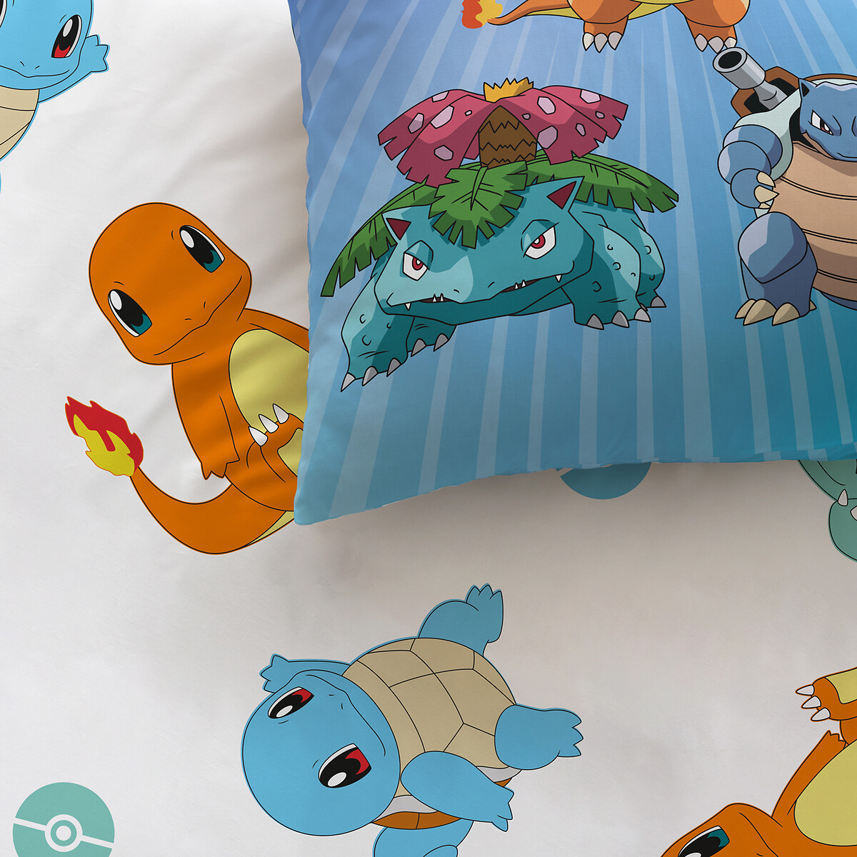 POKÉMON<br>Conjunto de cama infantil, algodão, fronha quadrada