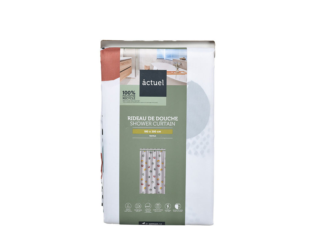 CORTINA DUCHE ACTUEL POLIESTER 50% RECICLADO BOLAS COR 180X200CM