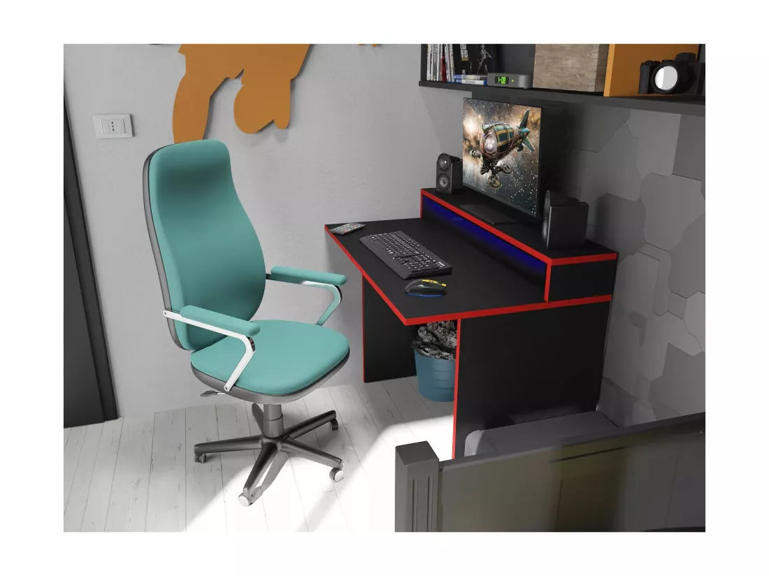 Desk de jeu d'ordinateur pour joueur avec LED noire