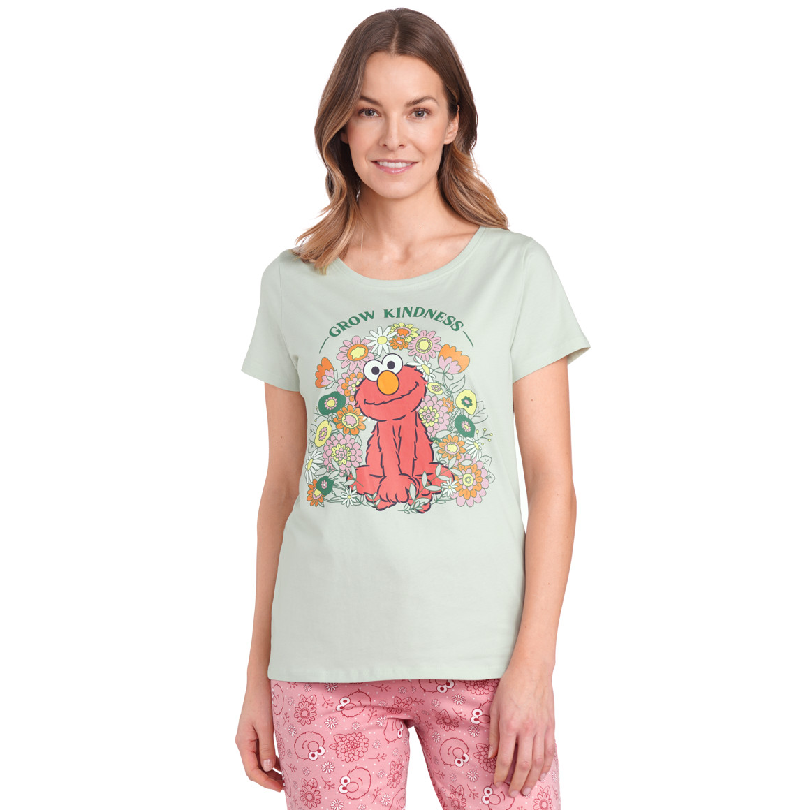 Gina Benotti Sesamstraße Shorty mit Krümelmonster-Print hellgrün / rosa