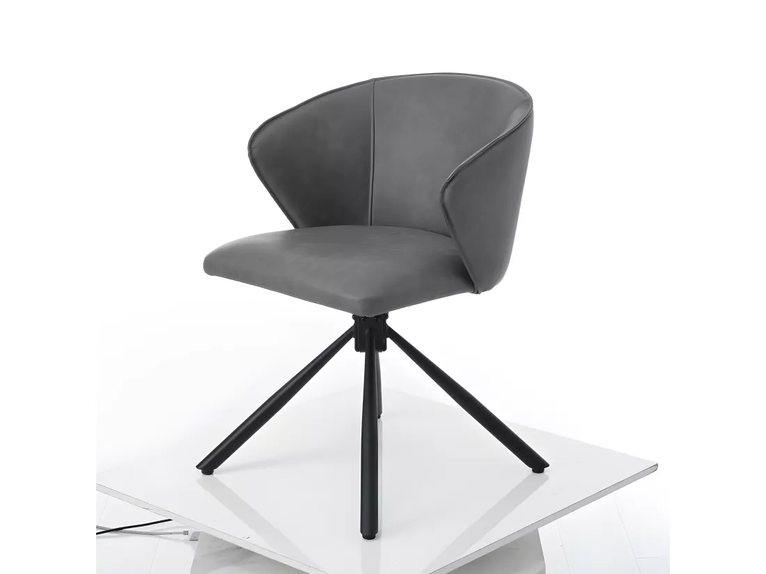 Lot de 2 Chaises pivotantes en similicuir - style moderne - Gris