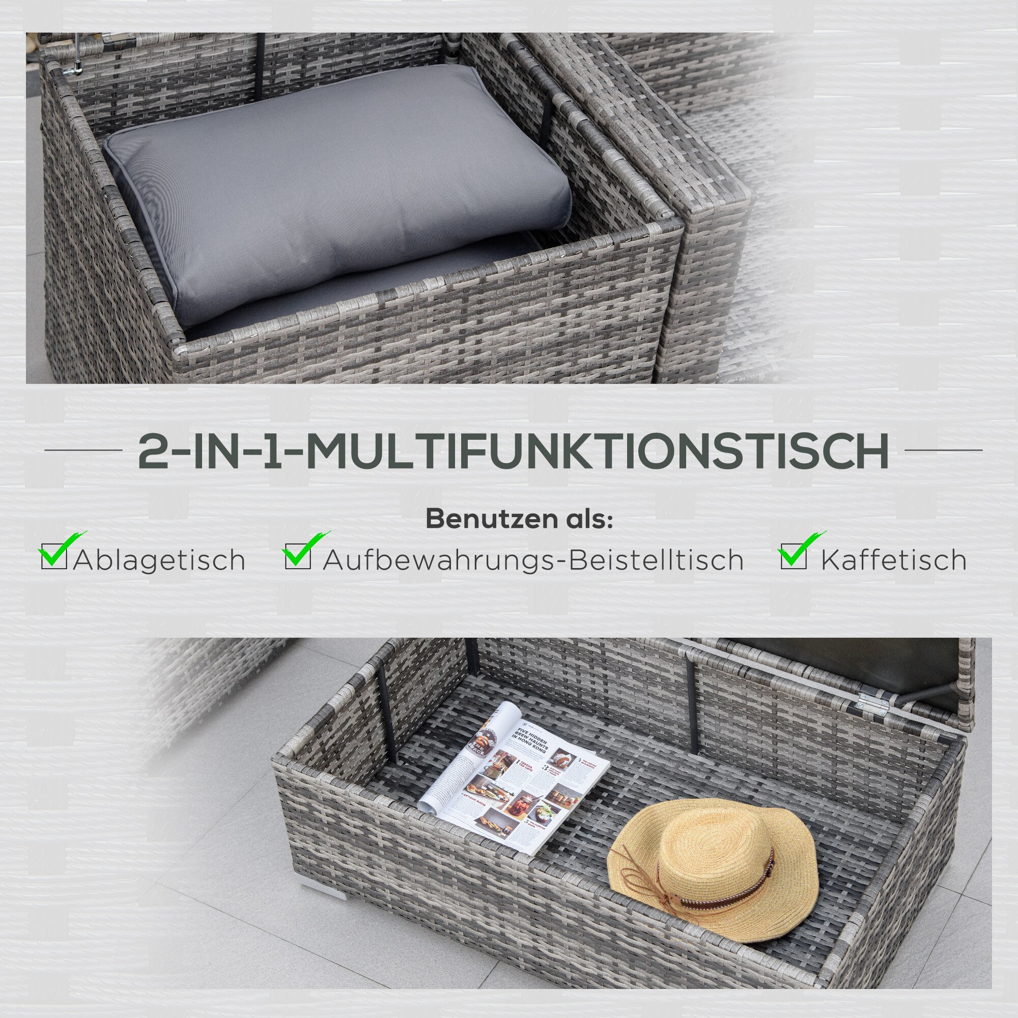 Outsunny Gartenmöbel Set mit Stauraum 70L x 70B x 66H cm