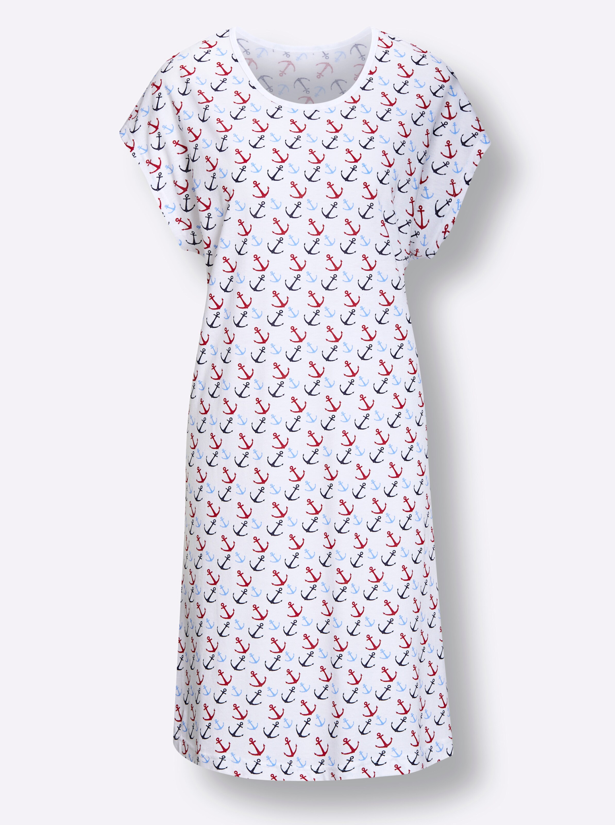 feel good Sommerkleid in weiß-bedruckt + marine-bedruckt
