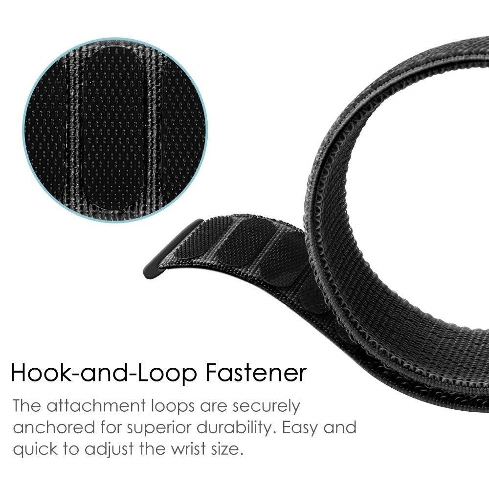 Garmin Fenix 6 / 6 Pro / 5 / 5 Plus / Forerunner 935 Nylon Klettverschluss Ersatz Armband - Schwarz