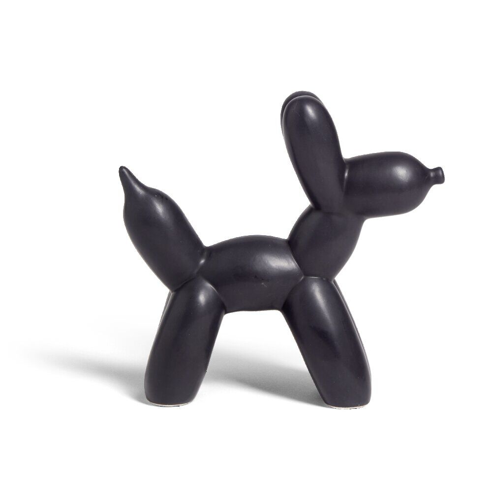Chien céramique à poser forme ballon sculpté H16,5cm noir ou blanc  - 2 modèles
