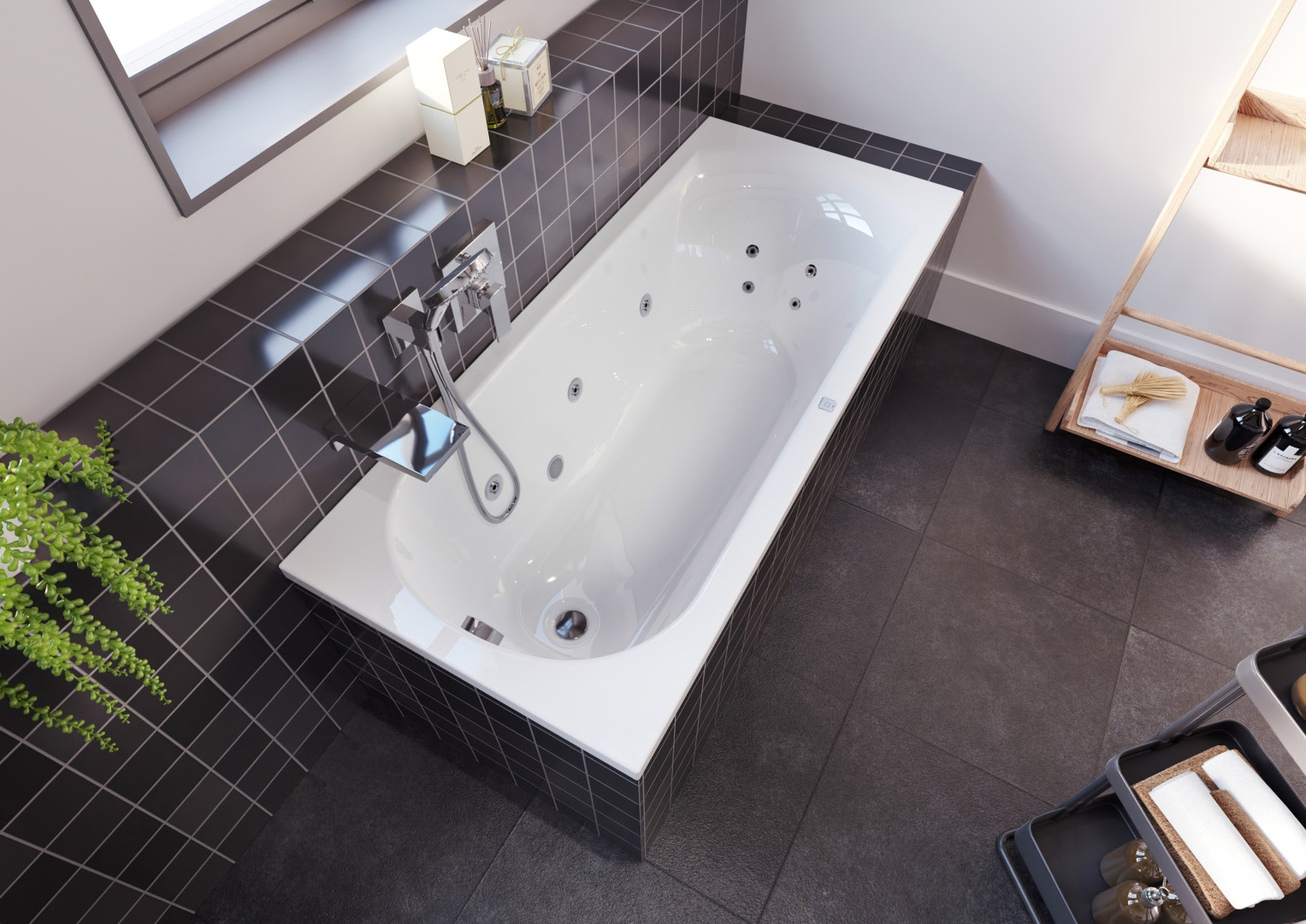 Riho Miami bubbelbad 170x70cm links wit glans met 6   4   2 hydrojets