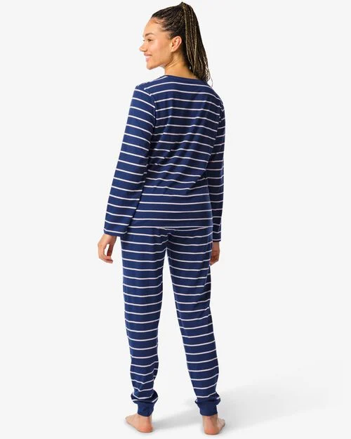 pyjama femme rayé  bleu foncé