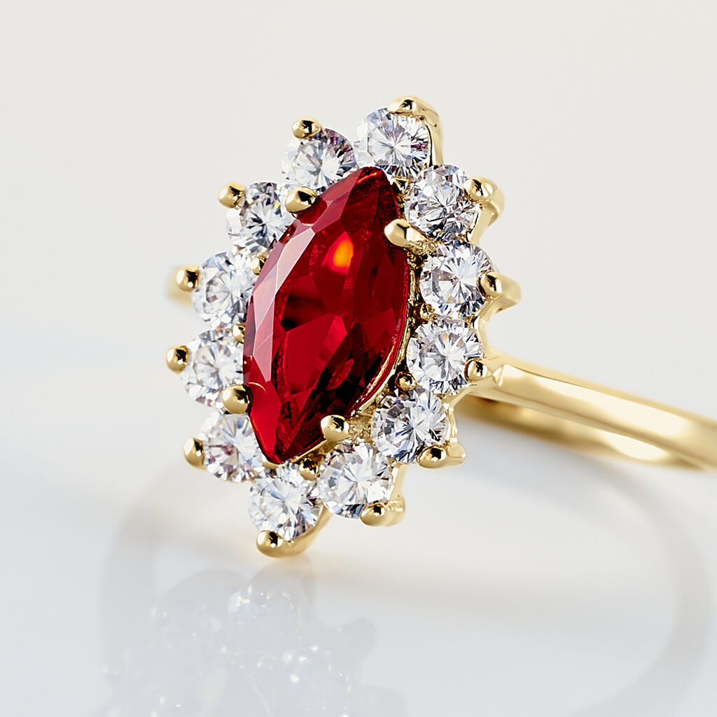 Bague Lisea Plaqué Or Jaune Verre Et Oxyde De Zirconium