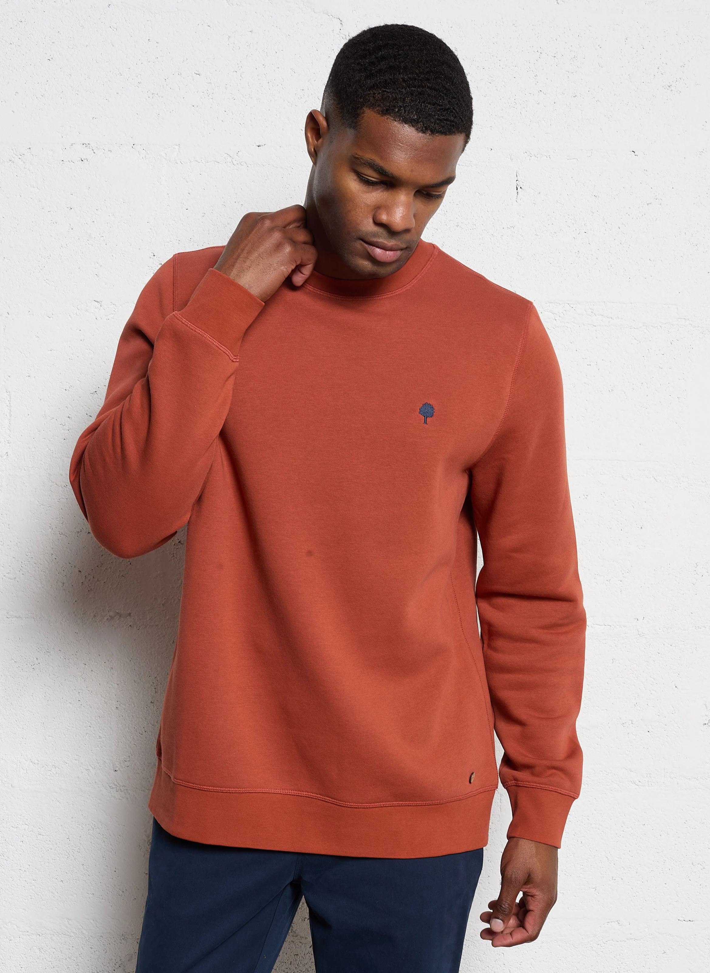 DONZY - Sweat droit col rond en coton mélangé | Rouge