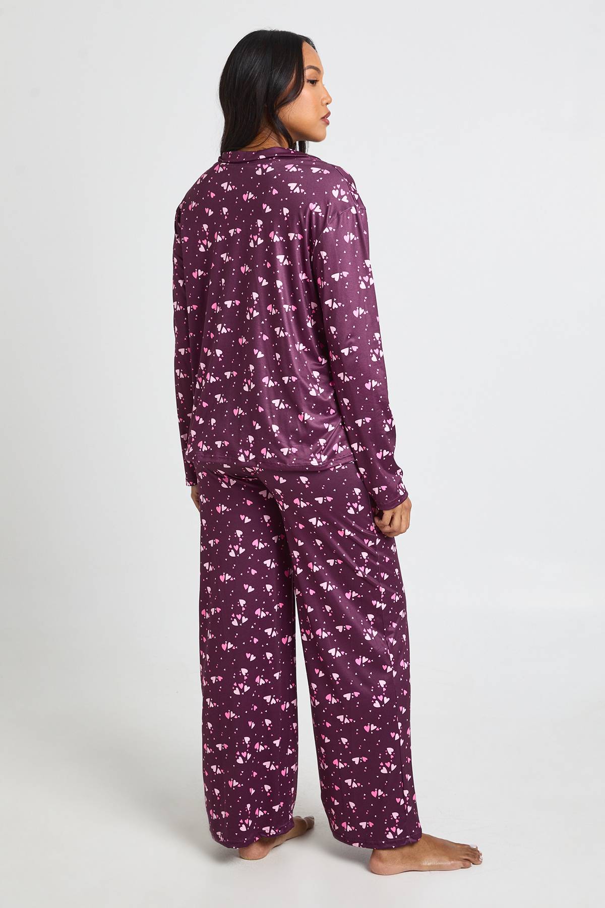 boohoo Ensemble De Pyjama De Maternité Chemise À Manches Longues Et Pantalon Imprimé Cœurs