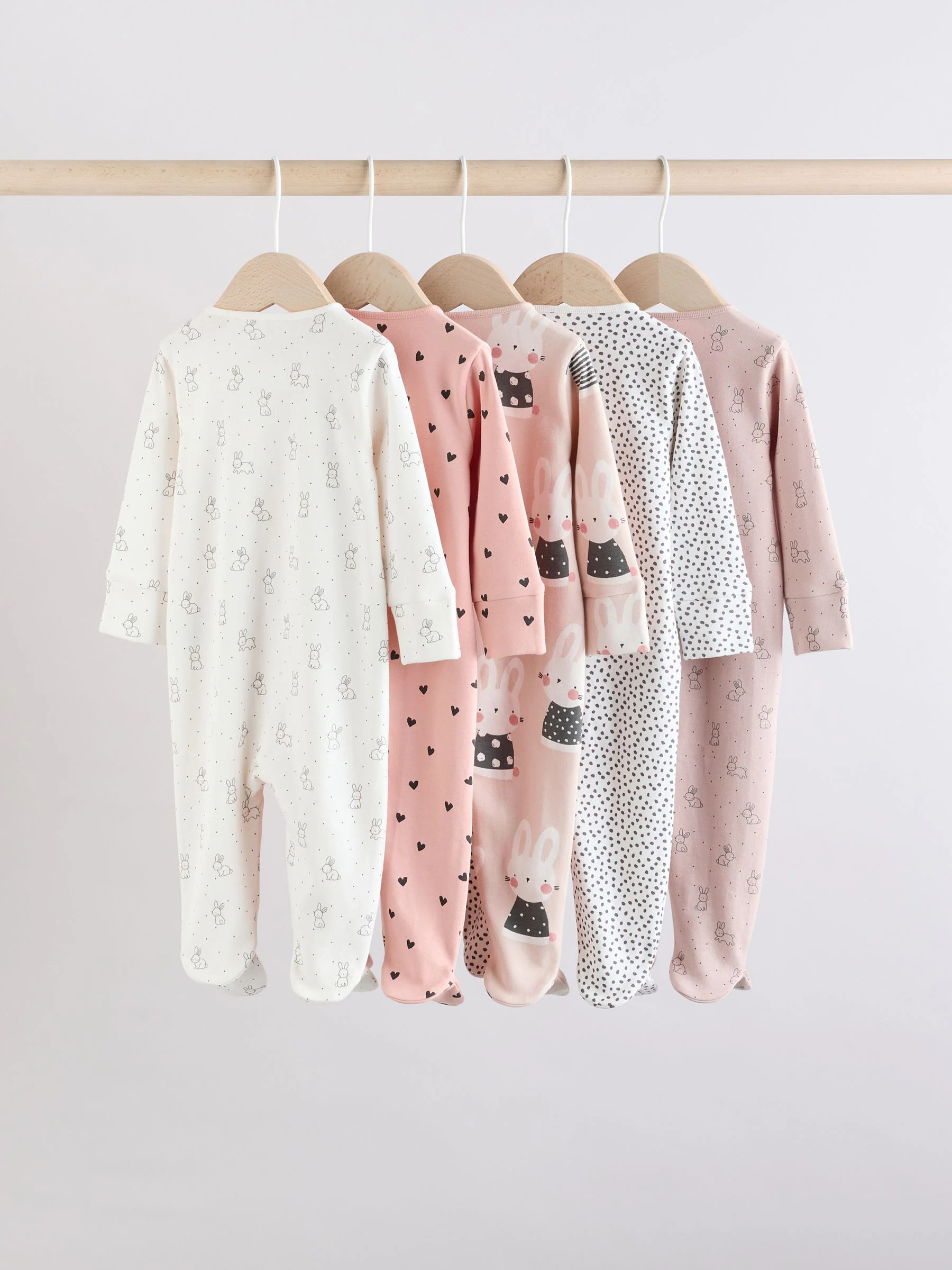 Bruin/crèmekleurig - 5 Pack Baby-pyjama's met tweewegrits (0mnd -2jr)