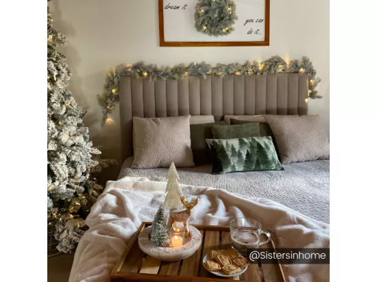 Tête de lit coutures verticales - 170 cm - Tissu - Taupe - SARAH