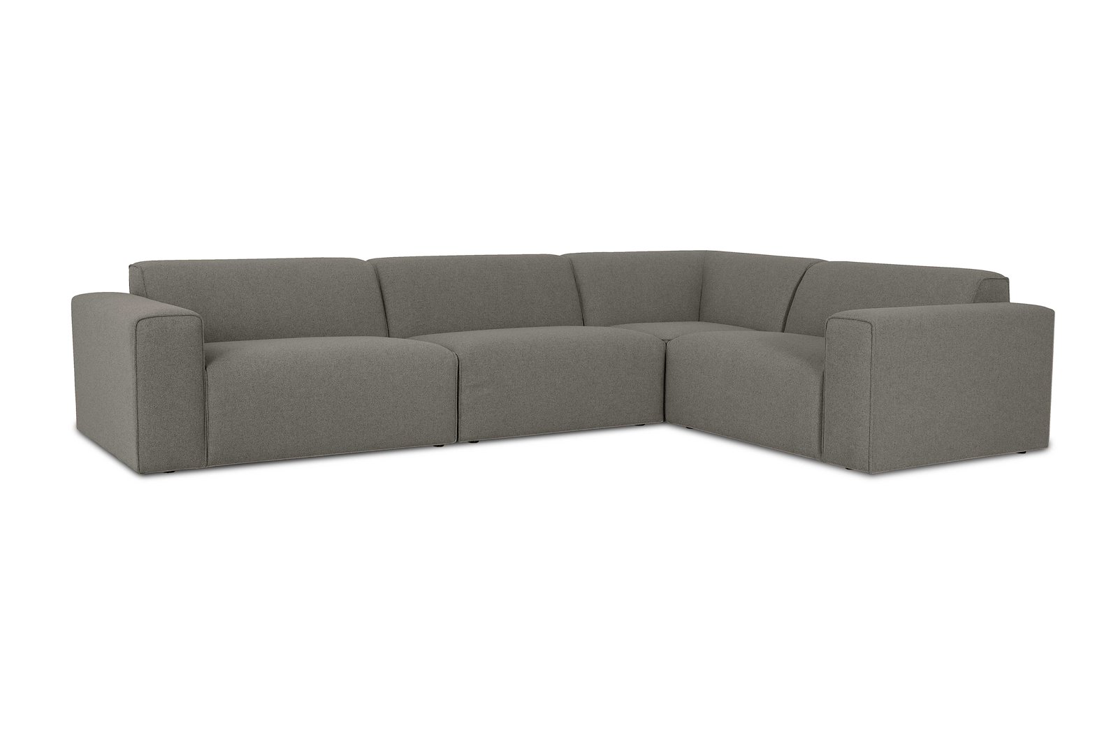 Styl hjørnesofa 3/1,5 hjørnesofa duo puter. Tekstil Brooklyn 3 Grey med sorte ben.