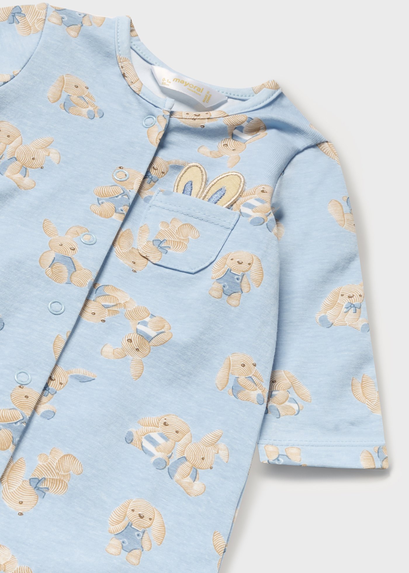 Macacão longo estampado Better Cotton para recém-nascidos, rosa.