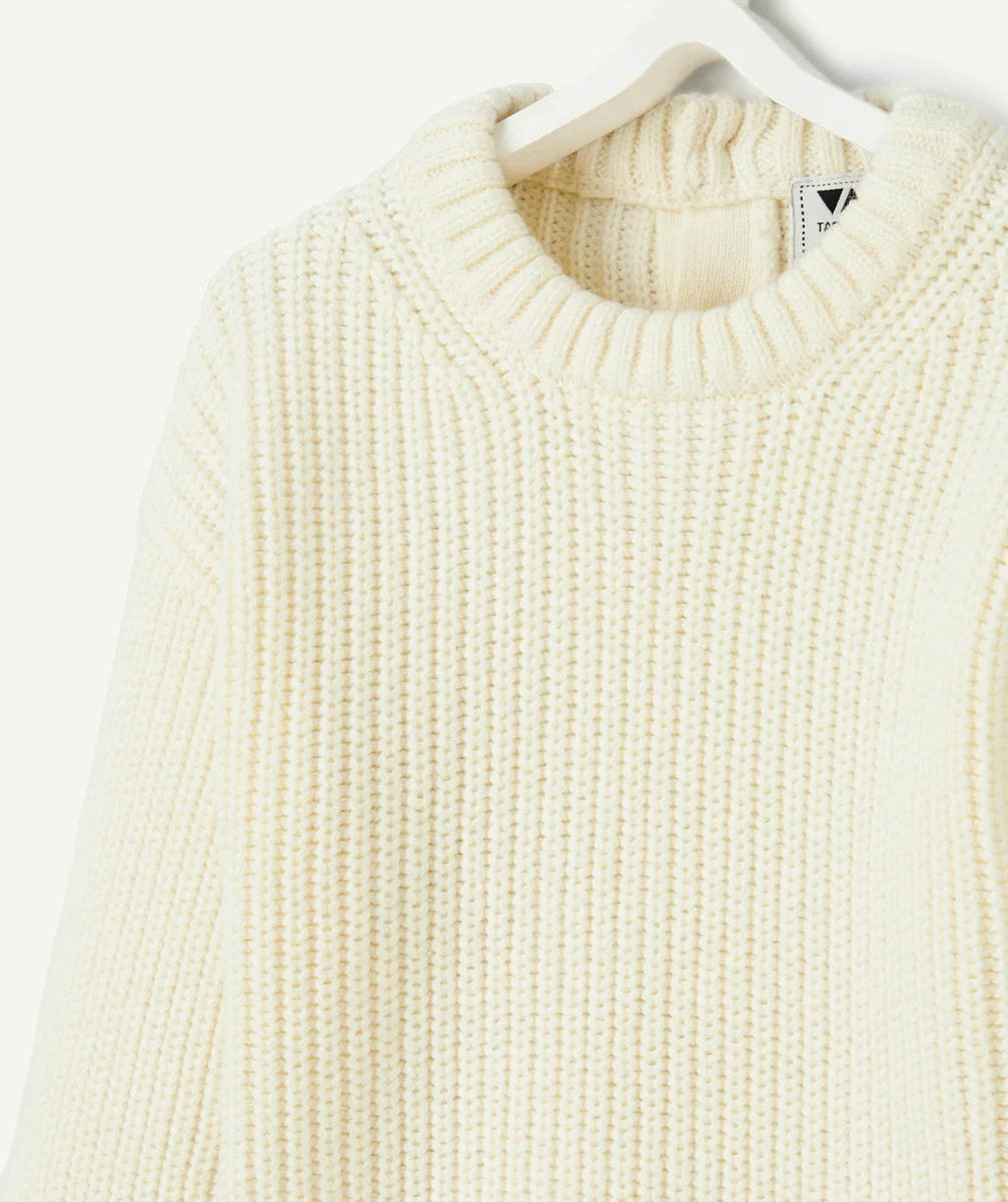 PULL MAILLE BÉBÉ GARÇON EN COTON BIO ÉCRU
