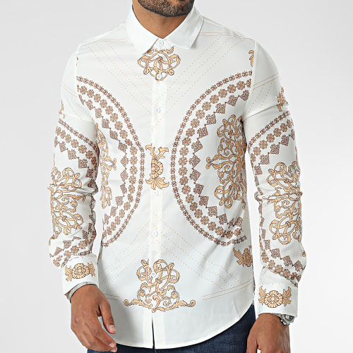 Chemises Manches Longues Blanc Beige Renaissance
