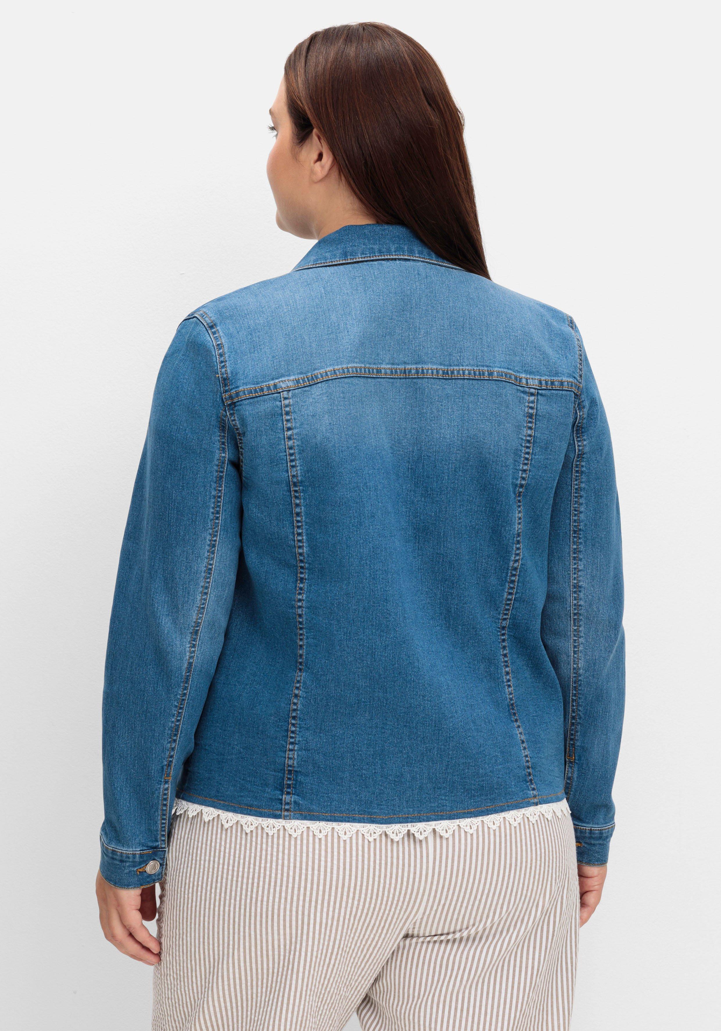 Jeansblazer mit Spitzenborte