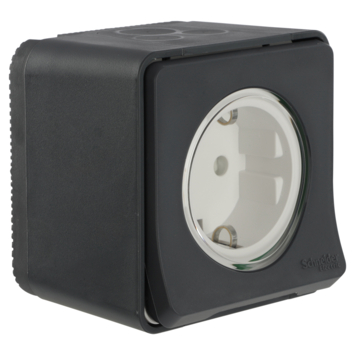 Schneider Electric Mureva Styl wandcontactdoos 1-voudig IP55 antraciet