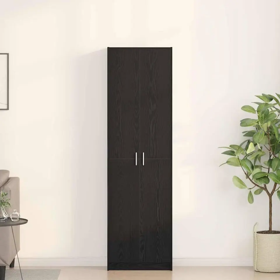 vidaXL - 2-deurs Kledingkast met planken - Hout - Zwart eiken - 55x25x189 cm