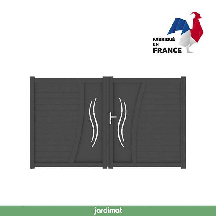 Portail Jardimat battant aluminium Emagny noir - 300 x h.180 cm