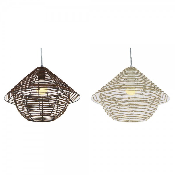 Suspension métal marron corde blanc (38 x 38 x 27 cm) (2 pcs)